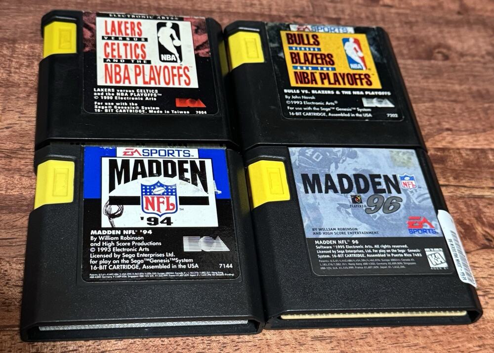 Sega Genesis 4 Game Lot: Madden ‘94 & ‘96;Bulls Vs Blazers, Lakers Vs Celtics